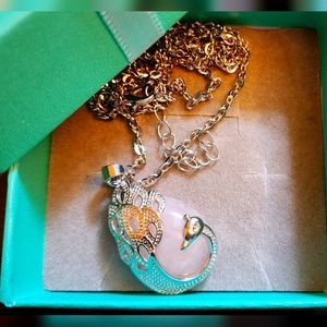 Rose Quartz Peacock pendant